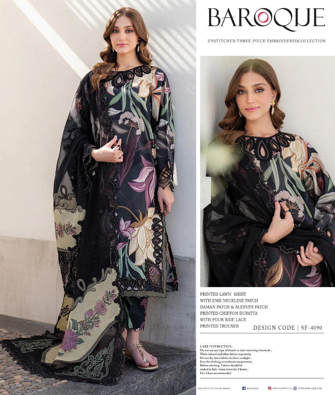 Baroque  Luxury Embroidered Women Dress