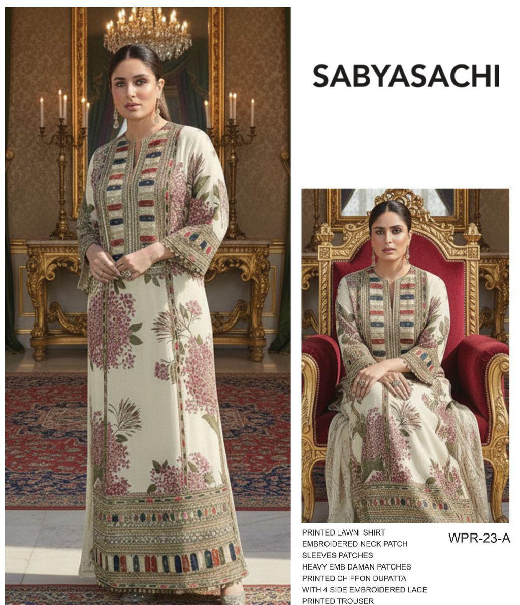 SABYASACHI Inspired Premium Printed Lawn Shirt