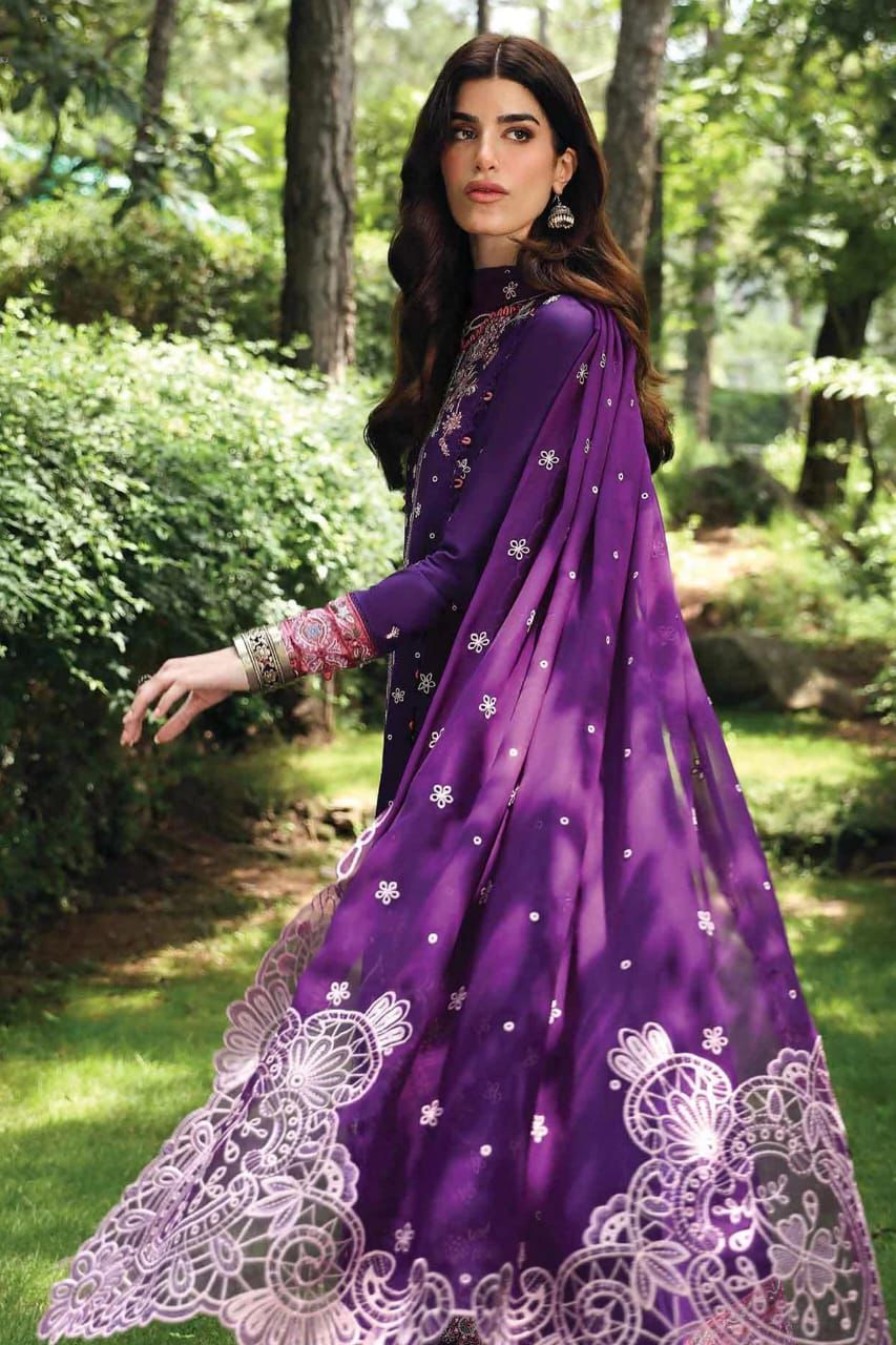 QALAMKAR  chikankari Luxury Lawn 3 Piece