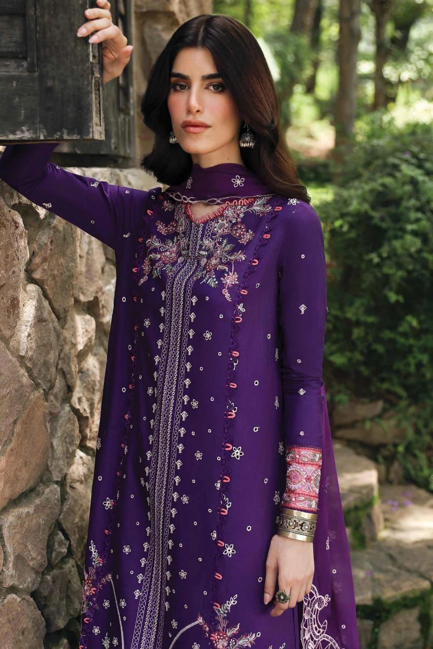 QALAMKAR  chikankari Luxury Lawn 3 Piece