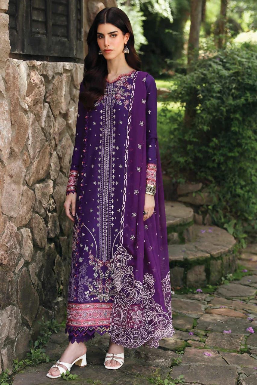 QALAMKAR  chikankari Luxury Lawn 3 Piece