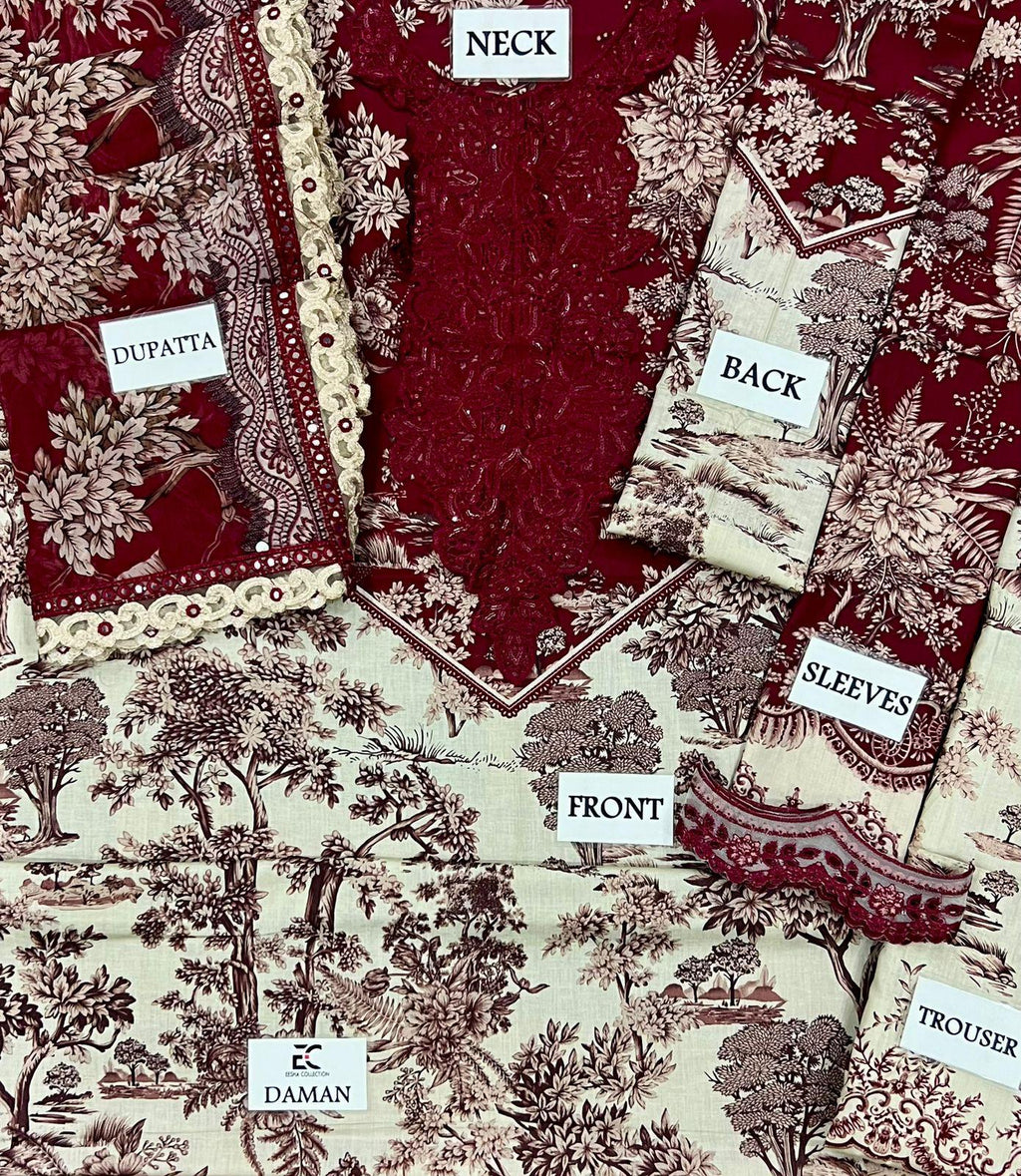 MARIA.B Luxury Embroidered Lawn Unstitched 3PC – Timeless Elegance